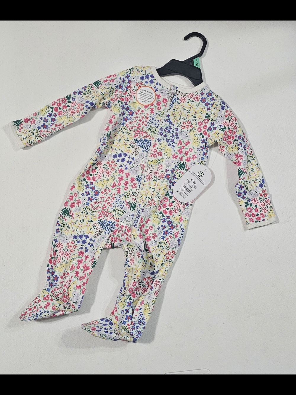 Floral Print Long-Sleeve Baby One-Piece - 2 Way Zipper